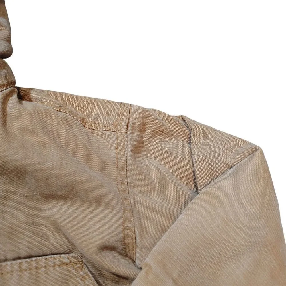 Walls Workwear Canvas Chore Jacket Boys XS 4-5 Tan Sherpa Lined Hooded